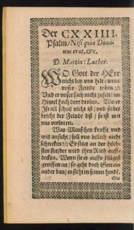 Der CXXIIII. Psalm ...