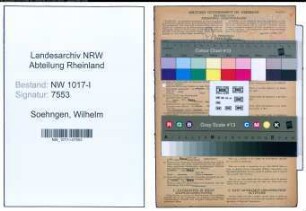 Entnazifizierung Wilhelm Soehngen , geb. 29.10.1907 (Elektromeister)