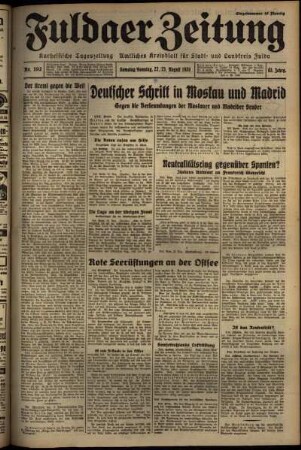 Erste Ausgabe vom Sonntag, den 23. August 1936.