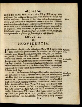 Locus VI. De Providentia