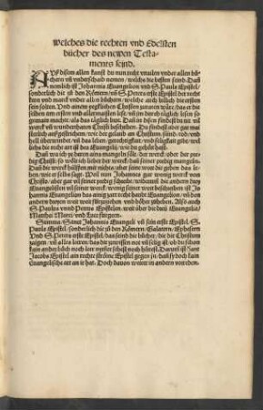 Welches die rechten und Edelsten bücher des newen Testaments seind.