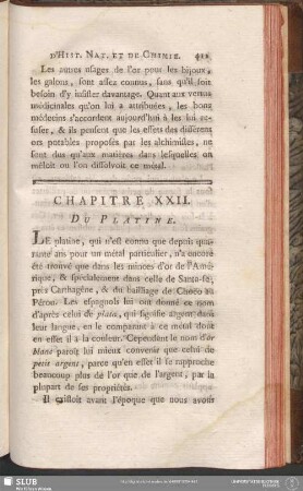 Chapitre XXII. Du Platine