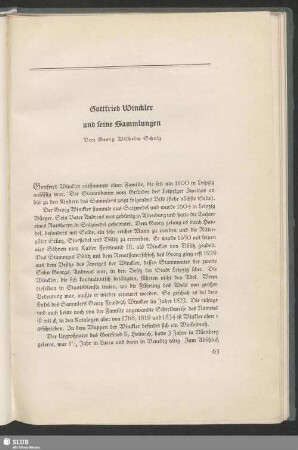 Gottfried Winckler und seine Sammlungen