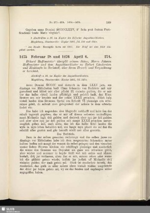 274. 1475, Februar 28 und 1476, April 6