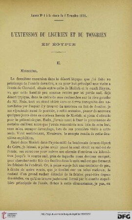 3.Ser. 7.1896: L' extension du ligurien et du tongrien en Égypte