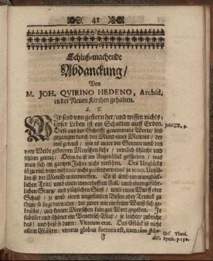 Schluß-machende Abdanckung