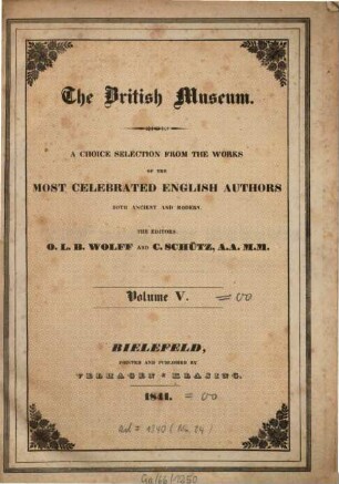New British museum : a choice selection from the works of the most celebrated English authors. 1841, 1-52 = Vol. 5