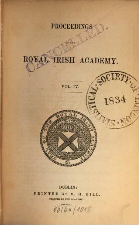 Proceedings of the Royal Irish Academy : for the year ... 4. 1847/50