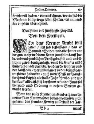 Cap. 57. Von den Kremern.