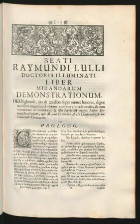 Beati Raymundi Lulli Doctoris Illuminati Liber Mirandarum Demonstrationum
