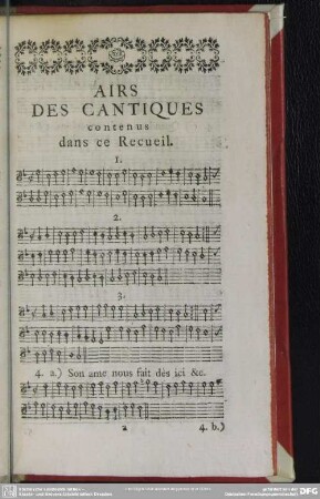 Airs Des Cantiques contenus dans ce Recueil