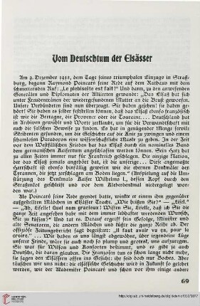 Vom Deutschtum der Elsässer