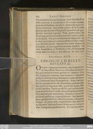 Epistola XCII. Cornelio Lumineo Marcano suo.