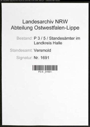 Namensverzeichnis Versmold, Todesfälle