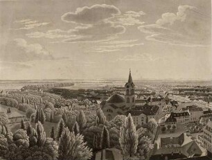 Panorama der Residenz Stadt Carlsruhe - Aussicht gegen Westen