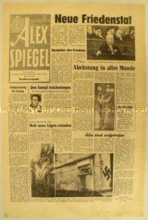 Sonderausgabe der Berliner Stadtbezirkszeitung "Alex-Spiegel" zur Note der Sowjetunion zur Lösung der Berlin-Frage