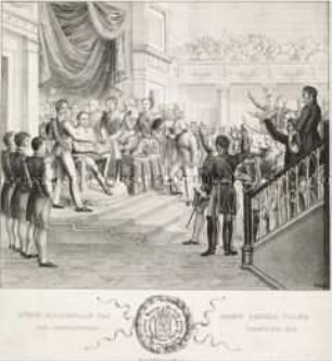 König Maximilian Joseph gibt seinem Volke die Verfassungsurkunde 1818
