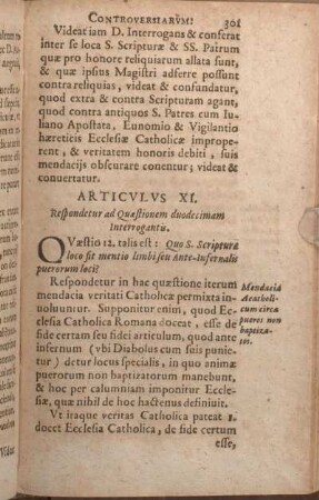 Articvlvs XI. Respondetur ad Quaestionem duodecimam Interrogantis.
