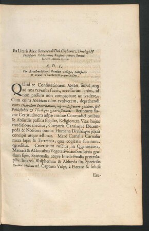 Ex Literis Max. Reverendi Dni. Grebenitz ...