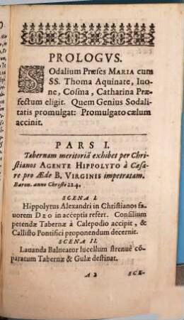 Hippolytus Portuensis : drama illlustrissimo domino, domino Hippolyto Lantes Marchioni de Ruere congregationis maioris academicae B. Mariae Virginis annunciatae praefecturam ineunti exhibitus ... M.DC.XLI