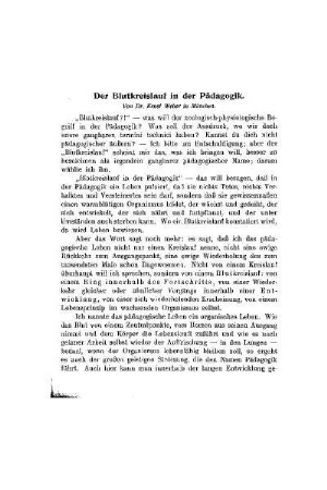 Der Blutkreislauf in der Pädagogik
