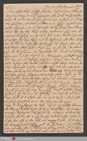 Dein letzter Brief, geliebte Freundin! erhielt ich am 14ten, eben als ich ... , 19.11.1827. - Benediktinerabtei St. Bonifaz in München und Andechs