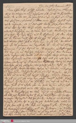 Dein letzter Brief, geliebte Freundin! erhielt ich am 14ten, eben als ich ... , 19.11.1827. - Benediktinerabtei St. Bonifaz in München und Andechs