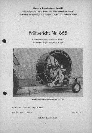 Schlauchberegnungsmaschine PZ-75-T