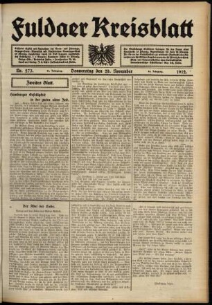 Zweite Ausgabe vom Donnerstag, den 28. November 1912.