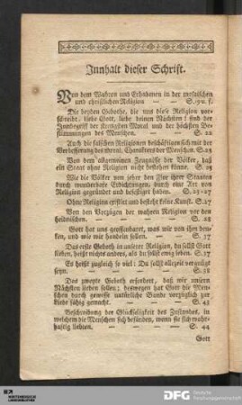 Innhalt dieser Schrift.