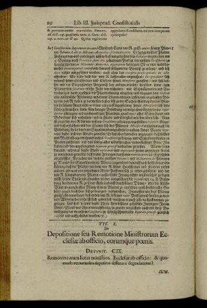 Tit. X. De Depositiopne seu Remotione Ministrorum Ecclesiœ officio, eorumque pœnis.