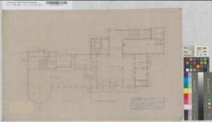 Wiederaufbau des Empfangsgebäudes [Bahnhof] Essen-Stadtwald, Vorschlag B: Grundriß Erdgeschoß [2 Exemplare], M. 1:100