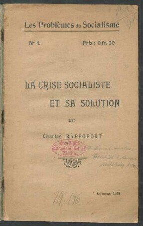 La crise socialiste et sa solution