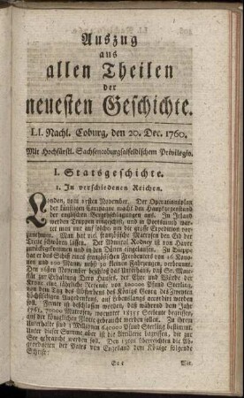 LI. Nachl. Coburg, den 20. Dec. 1760.
