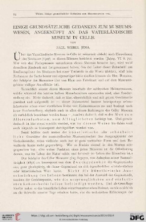 10: Einige grundsätzliche Gedanken zum Museumswesen, angeknüpft an das vaterländische Museum in Celle