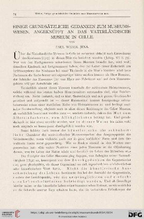 10: Einige grundsätzliche Gedanken zum Museumswesen, angeknüpft an das vaterländische Museum in Celle