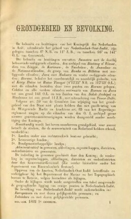 Grondgebied, Bevolking en Inrichting van het Bestuur van Nederlandsch-Indie