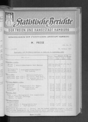 Erzeuger- und Großhandelspreise in Hamburg im September 1960 : Lfd. Nr. 33