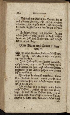 Vom Staar und Fellen in den Augen