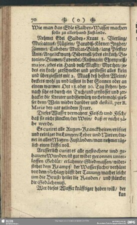 Wie man das Edle Salbey-Wasser machen solle zu allerhand Zustände