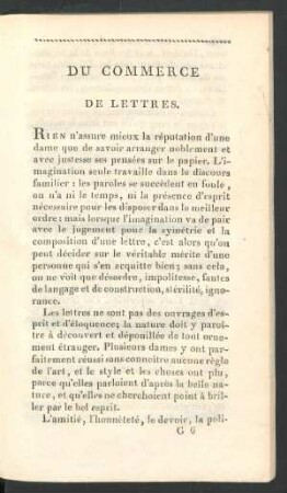 Du commerce de lettres.