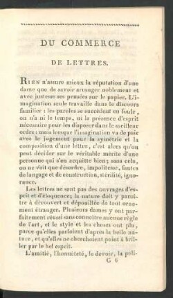 Du commerce de lettres.