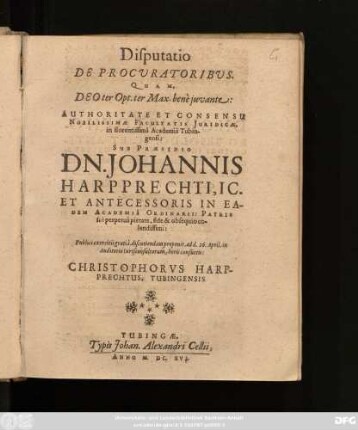 Disputatio De Procuratoribus