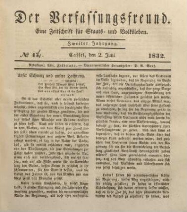 № 44. Cassel, den 2. Juni 1832.