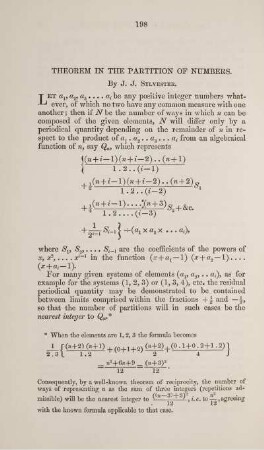Theorem in the partition of numbers.