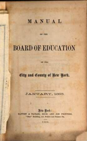 Manual of the Board of Education of the City and County of New York, 1865
