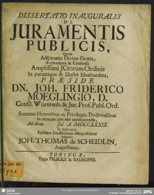 Dissertatio Inauguralis De Iuramentis Publicis