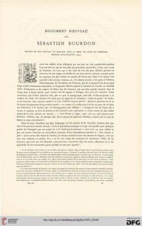 1: Document nouveau sur Sébastien Bourdon : minute de son contrat de marriage avec la sœur de Louis du Guernier, peintre miniaturist (1641)
