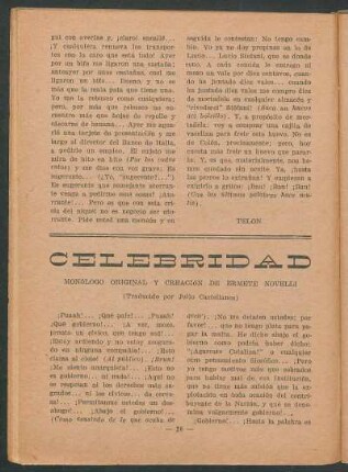 Celebridad : Monólogo original y creación de Ermete Novelli. - (Traducido por Julio Castellanos)