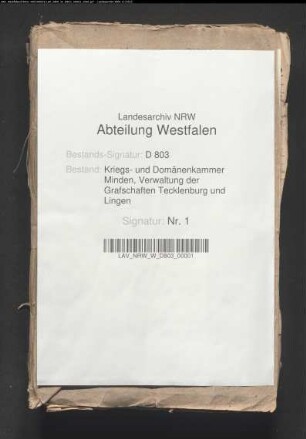 Die Aufhebung der Tecklenburg-Lingenschen Kammerdeputation